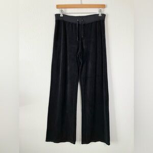 JUICY COUTURE Vintage Y2K NEW Black Velour Wide Leg Pants USA Retro 90s XL